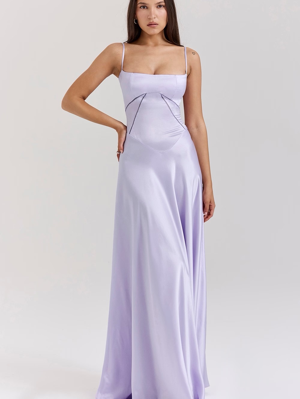 House of CB | Anabella Lilac Satin Gown